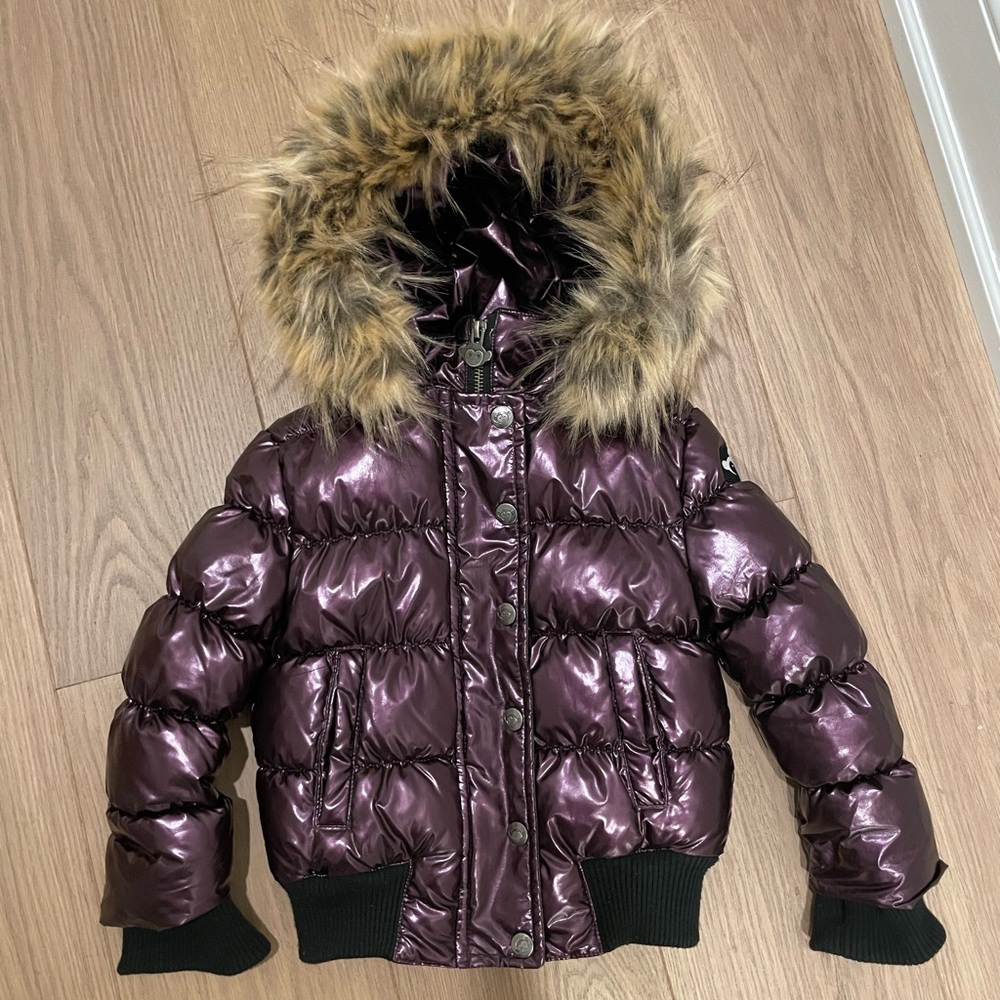 Appaman Kyla Puffer Coat - Shiny Purple with Faux Fur Trim - Girls 2T